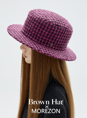 MOREZON【Brown hat Gabrielle Flat Top Hat】26秋冬格纹礼帽女