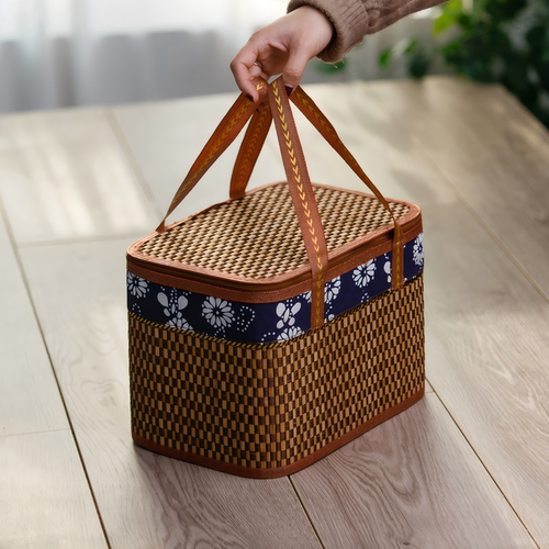 端午粽子高端竹编年货香肠腊肉竹篮大闸蟹土鸡蛋手提外包装盒礼盒 - 图1