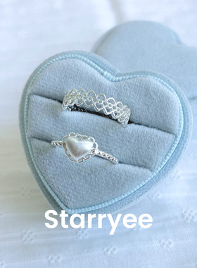 Starryee韩系甜美蕾丝银色戒指