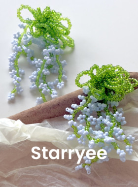Starryee串珠流苏花海瀑布耳钉女