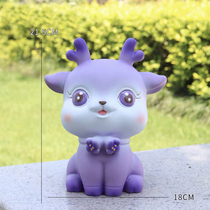 22cm high 18cm wide-purple small deer handmade plaster doll children on color deposit money jar natural latex molds