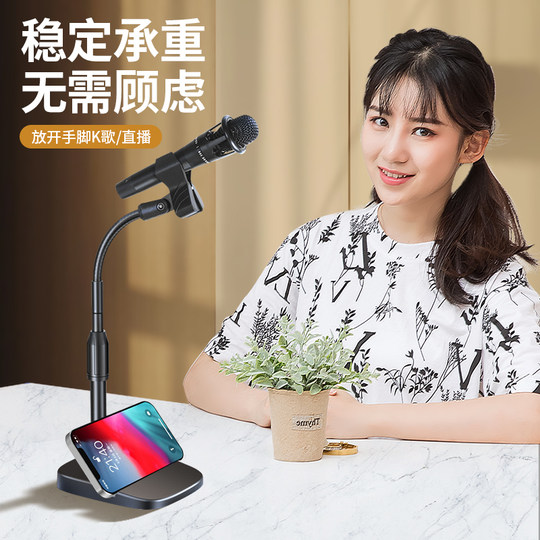Microphone stand wireless microphone clip desktop live broadcast national karaoke weighted lift table metal capacitor