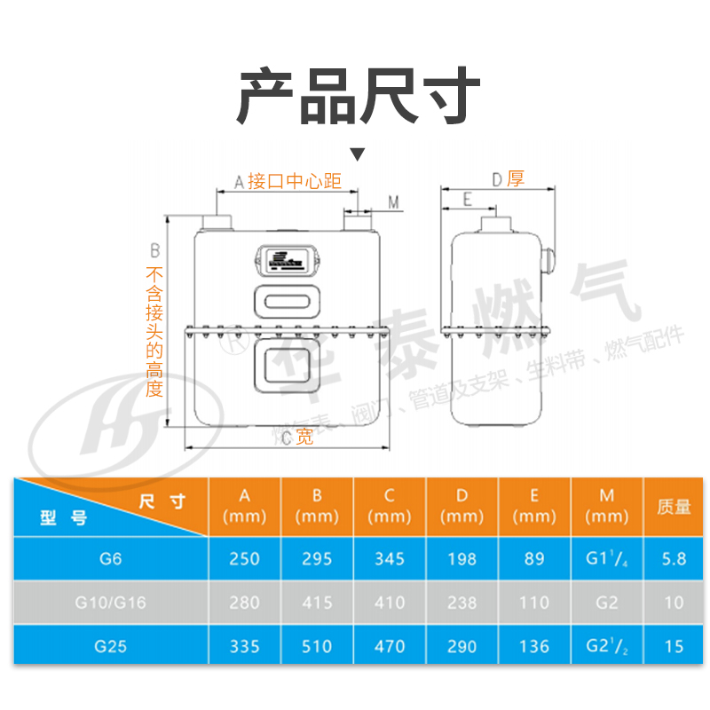 G10G25G6煤气表燃气表16立方天然气表商用膜式燃气流量计量表包邮 - 图2