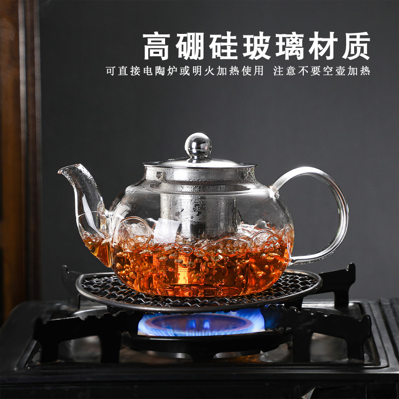 耐热玻璃茶壶泡花茶壶家用钢漏过滤加厚小大透明煮茶功夫茶壶套装 - 图2