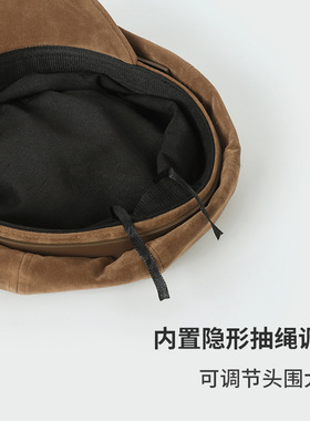 复古新款麂皮绒八角帽