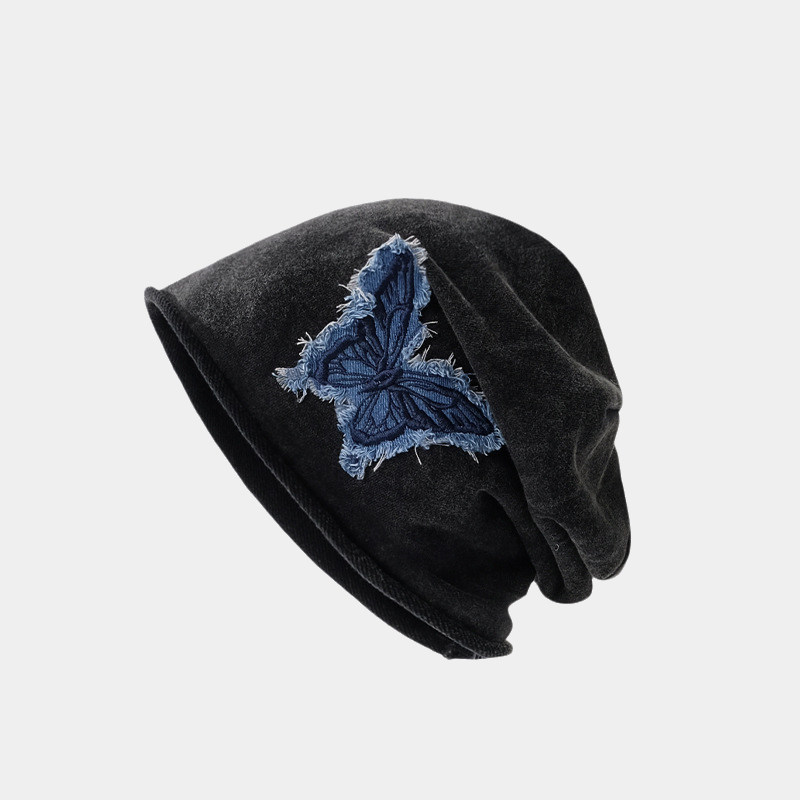 蝴蝶刺绣秋冬新款大头围堆堆帽女显脸小时尚百搭气质包头冷帽子男,淘宝优惠券,粉丝福利购,淘宝优惠卷