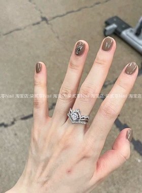 柒贰零Nail 秋冬显白美拉德奶茶棕色穿戴甲 可拆卸成品甲片假指甲