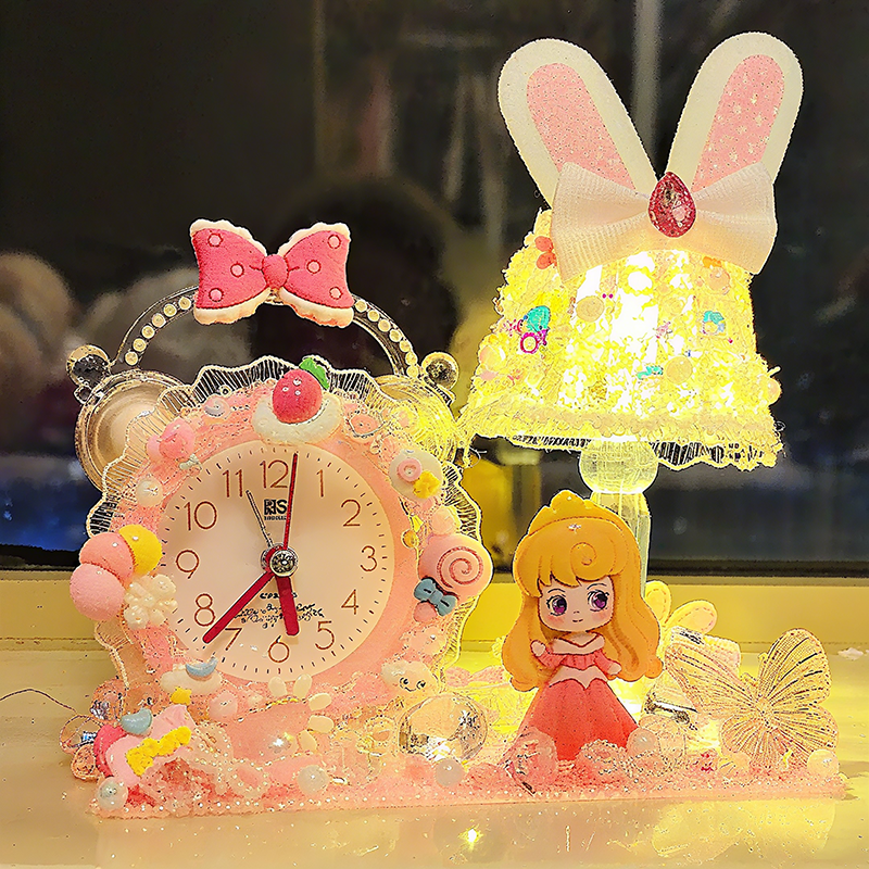 奶油胶闹钟儿童女生孩创意手工diy小制作材料包DIY小台灯女童玩具,淘宝优惠券,粉丝福利购,淘宝优惠卷