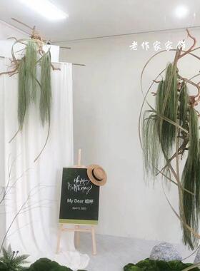 花艺装置美陈花材水烛叶丝干花花束垂挂型装饰材料大型草月流摆件