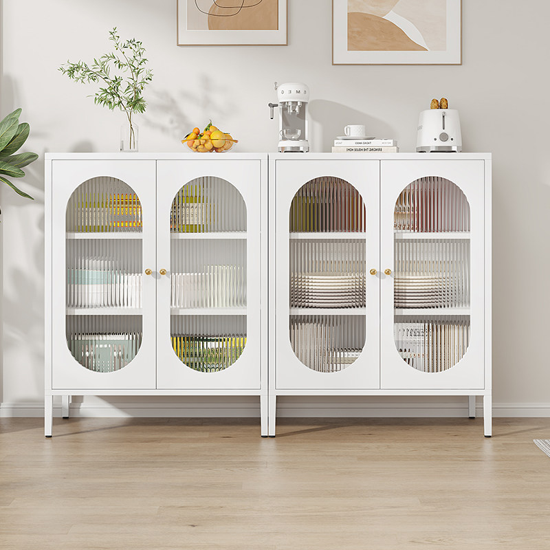 餐边柜收纳柜厨房餐厅奶油清新风储物铁皮茶水柜客厅简约玻璃门款,淘宝优惠券,粉丝福利购,淘宝优惠卷