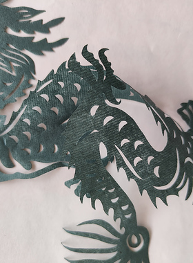 黄色龙黄龙剪之缘剪纸纯手工宣纸
