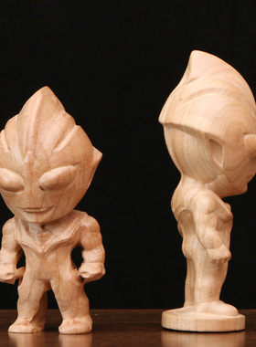桃木雕奥特曼手把件工艺品