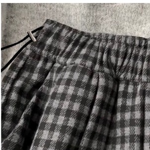 Maternity pants autumn and winter black and gray drawstring high waist plus velvet warm plaid pants straight leg loose wide leg pants women's trousers