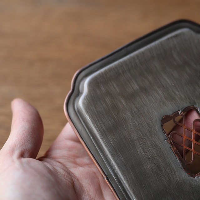 Antique tin tea tray small rectangular contracted copper edge Jianshui