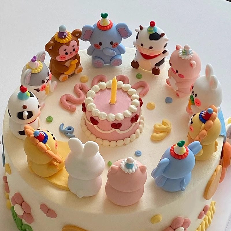卡通软胶小动物蛋糕装饰摆件老虎猴兔儿童宝男女孩生日烘焙插件0,淘宝优惠券,粉丝福利购,淘宝优惠卷