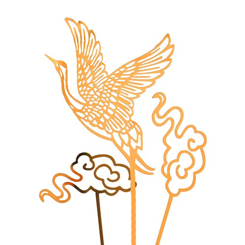 祝寿蛋糕装饰插牌中国风金色仙鹤祥云亚克力寿星公婆生日插件福字 - 图2