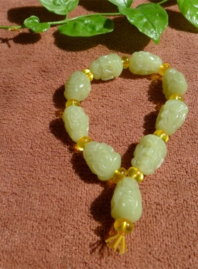 新疆和田玉山料老坑若羌黄玉手链