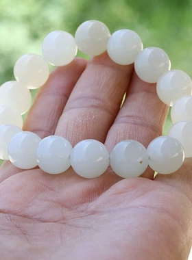 新疆和田玉白玉圆珠手链