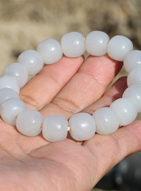 新疆和田玉山料白玉12mm老型珠