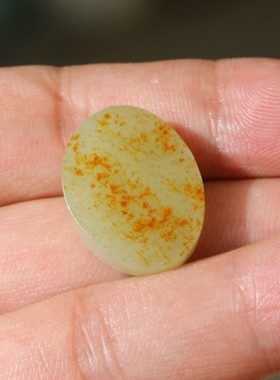 洒金皮男款戒面新疆和田玉籽料