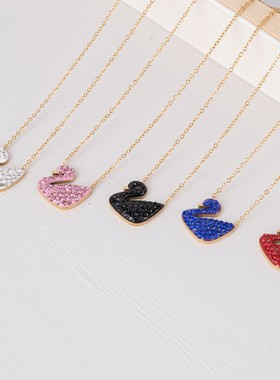 送女朋友圣诞节新年礼物精致轻奢镶钻天鹅项链跳动的心甜美锁骨链