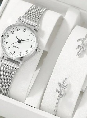 女朋友情人节礼物简约时尚麦穗手环礼盒装ins防水不掉色银色手镯