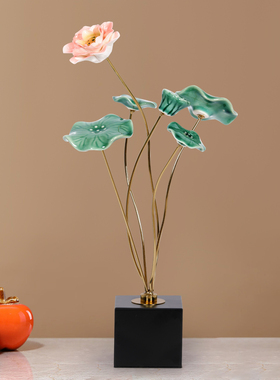 陶瓷荷花暖房摆件新中式乔迁新居