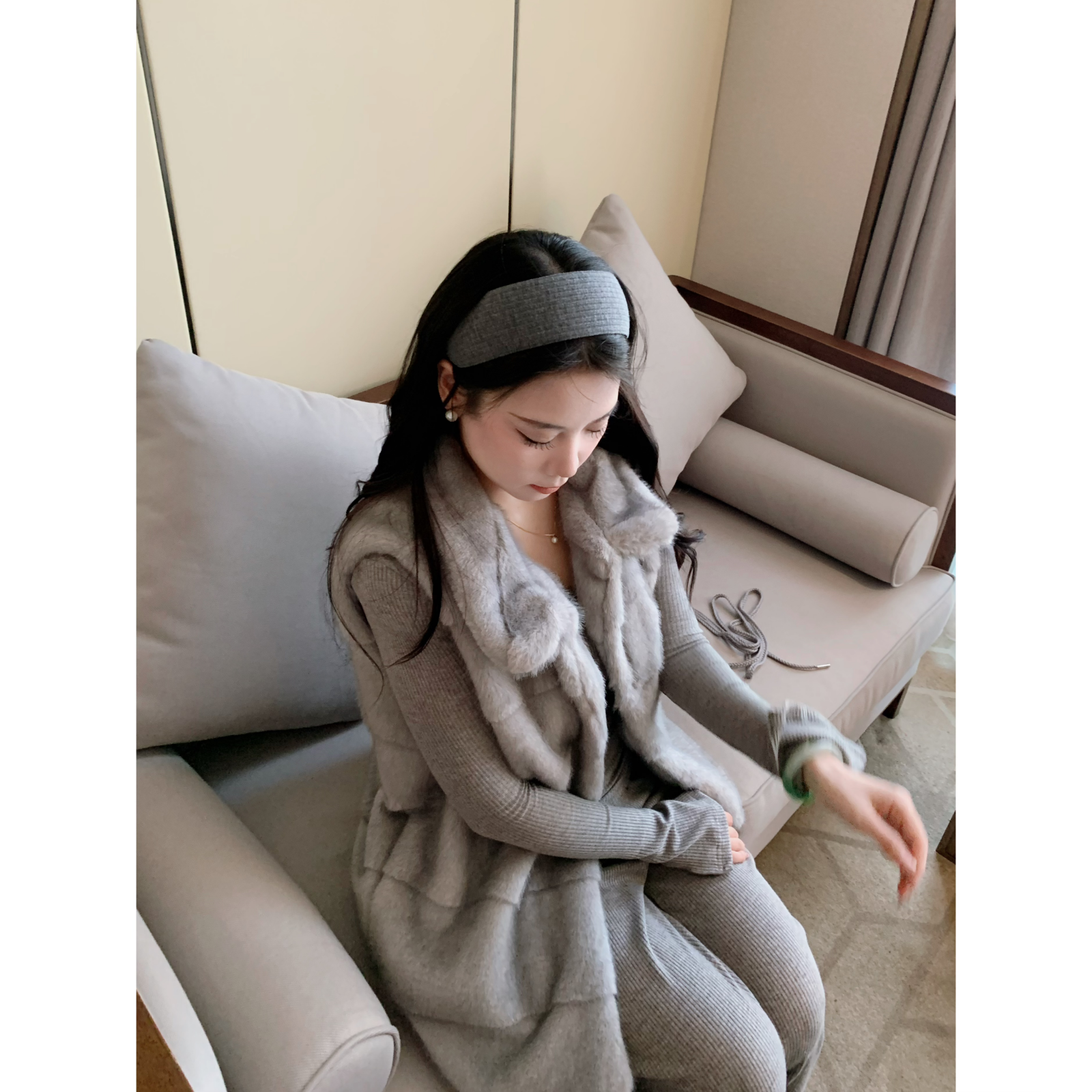 城南边儿1.4初雪草草~乖乖领马甲丹麦貂绒环保染尖色加厚皮草冬季,淘宝优惠券,粉丝福利购,淘宝优惠卷