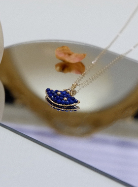 UNELGE14k包金青金石十字链项链