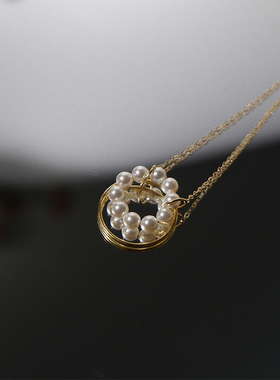 手作风项链圆圈送礼珍珠吊坠新品