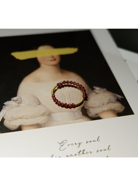 手作新品天然石榴石女送红色戒指