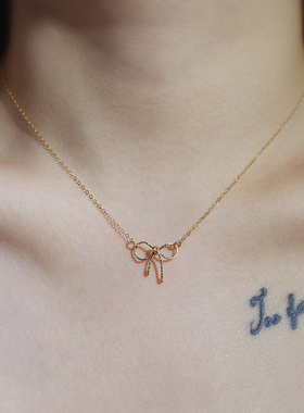 UNELGE包金女锁骨链蝴蝶结