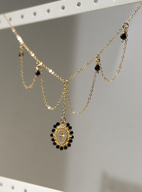 unelge手作新品黑色系神秘项链