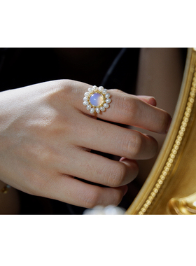 手作新款太阳花戒指蛋白石UNELGE