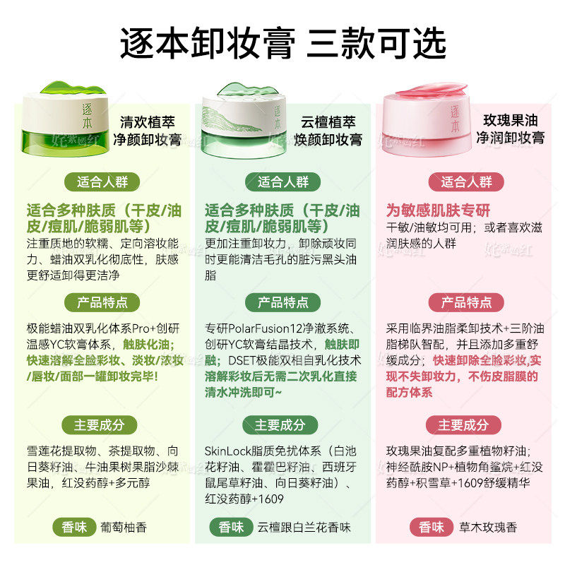 逐本卸妆膏清欢玫瑰面部温和清洁敏感肌替换芯替换装卸妆油补充装,淘宝优惠券,粉丝福利购,淘宝优惠卷