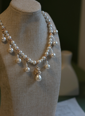 新中式穿搭项链贝珠珍珠软璎珞古风项链汉服唐风旗袍配饰原创设计