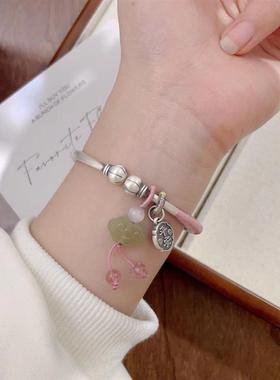 南瓜头银手镯女纯银999足银新中式古风平安喜乐镯子年轻款送女友