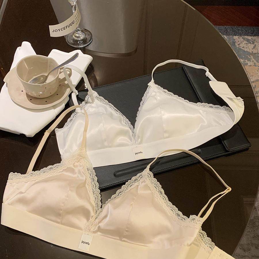 JoyceBra甜美缎面蕾丝边内衣女士薄款小胸防下垂透气三角杯文胸罩,淘宝优惠券,粉丝福利购,淘宝优惠卷