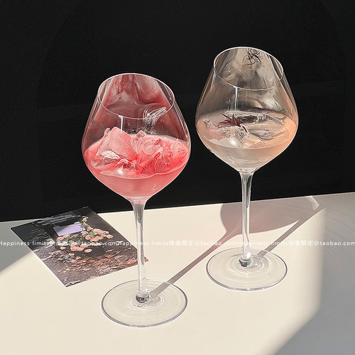 ins网红斜口红酒杯创意高脚杯鸡尾酒杯气泡水杯葡萄酒杯玻璃杯子 - 图1