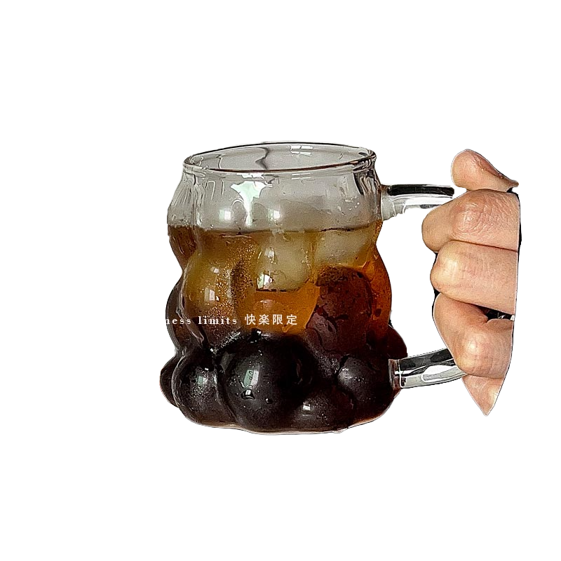 葡萄玻璃杯个性ins风咖啡杯耐热高硼硅带把牛奶拿铁杯水杯果汁杯-图3