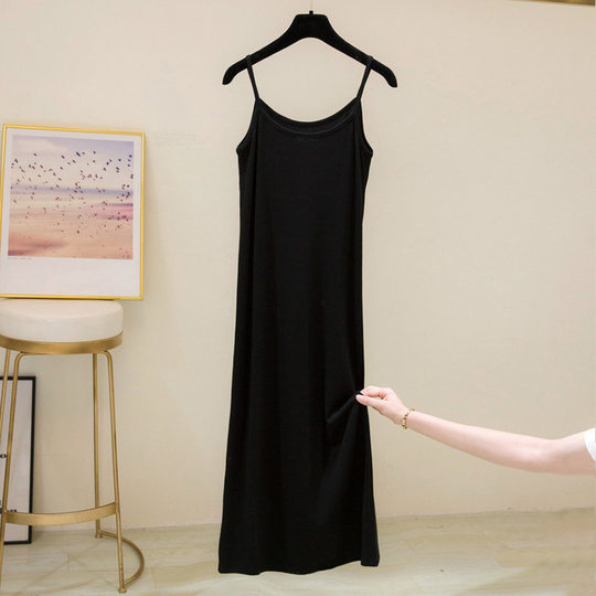 Gewinde Baumwollsuspender Feste Farbe Schlankes Temperamentkleid für Frauen Sommer 2025 Neues Bottoming -Futter Innere Weste Long Rock