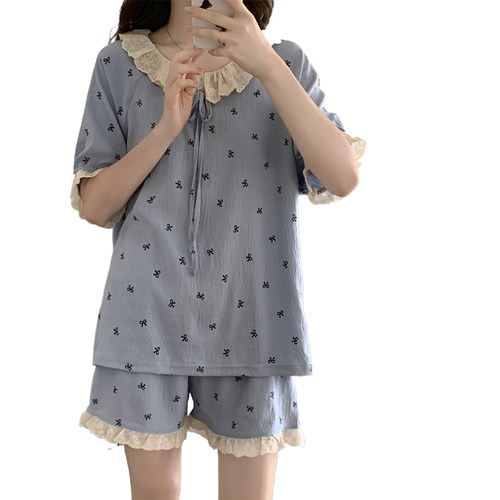 晚眠带胸垫睡衣女夏季薄款短袖2026年新款公主风两件套装家居服 - 图3