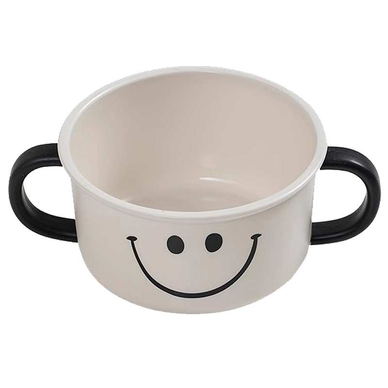 笑脸儿童碗辅食餐具宝宝碗手柄食品级耐摔防烫小孩训练专用吃饭碗