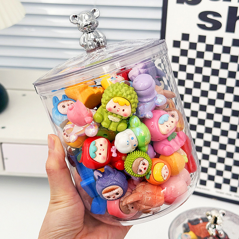 萌粒收纳盒大容量迷你手办展示架密封糖果罐摆件置物架透明胖胖瓶,淘宝优惠券,粉丝福利购,淘宝优惠卷