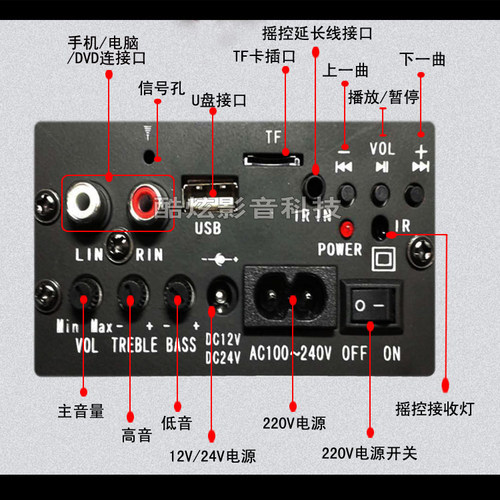 圆筒形车载低音炮 12V24V货车220伏家用插卡手机蓝牙音箱汽车音响 - 图1