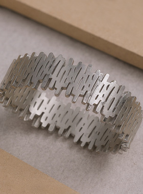 实心不锈钢波浪纹手镯