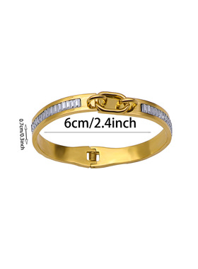 NVOXS欧美热销时尚简约金色扭结袖口不锈钢手镯女士日常佩戴