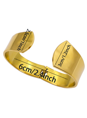 NVOXS夸张宽版交叉开口金色手镯女士不锈钢首饰适合女性日常佩戴