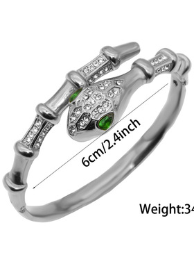 NVOXS波西米亚镶嵌彩色锆石不锈钢手镯镀18K金不掉色可开口蛇手环