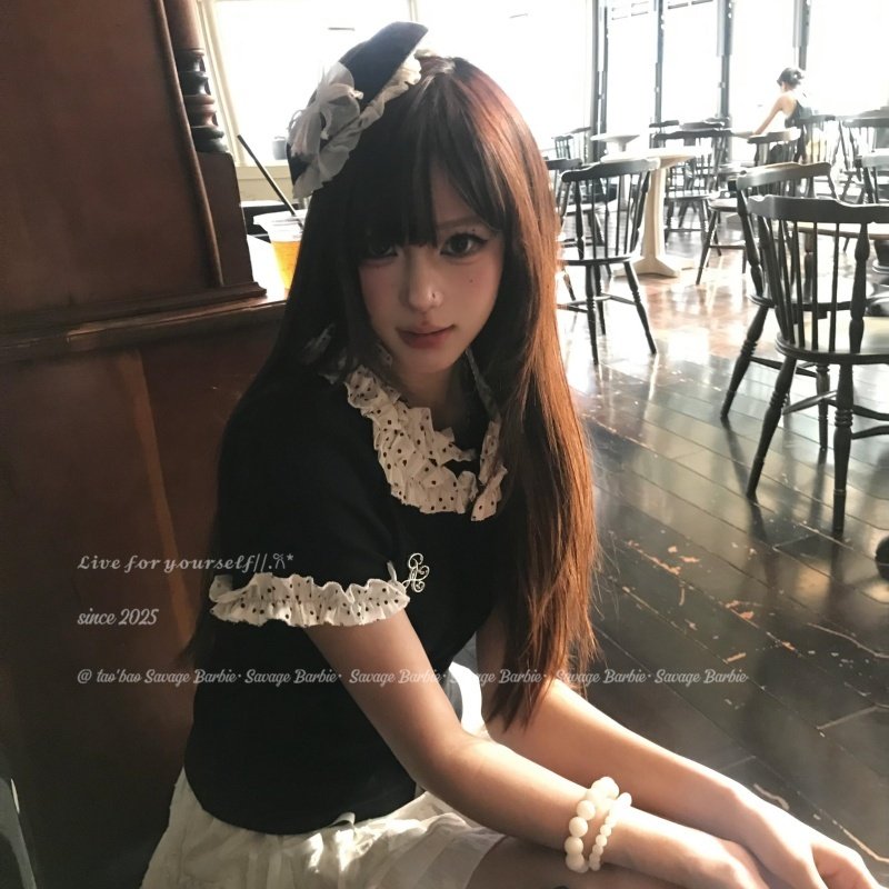 日系花边蝴蝶结黑色小礼帽可爱甜美jk制服贝雷帽学院风校供感头饰